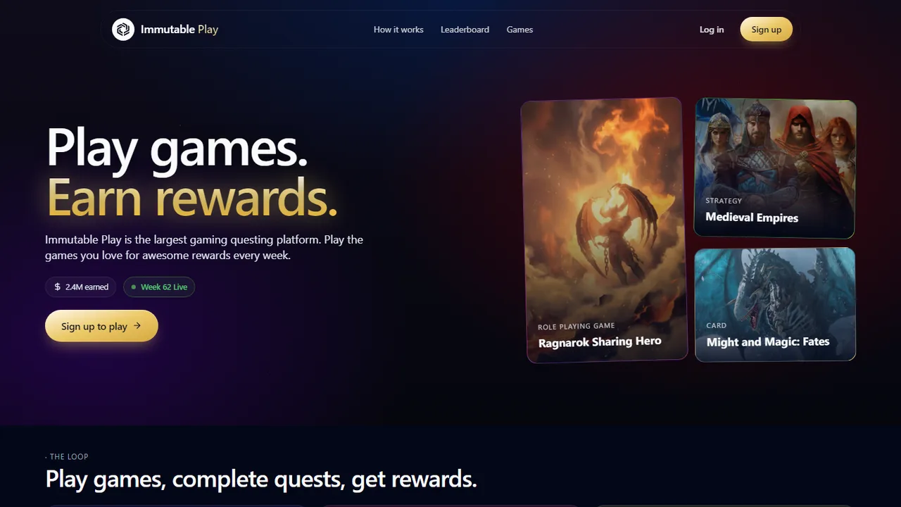 Immutable Play weekly rewards — Gems, Keys, tiers, and the $60K quest loop