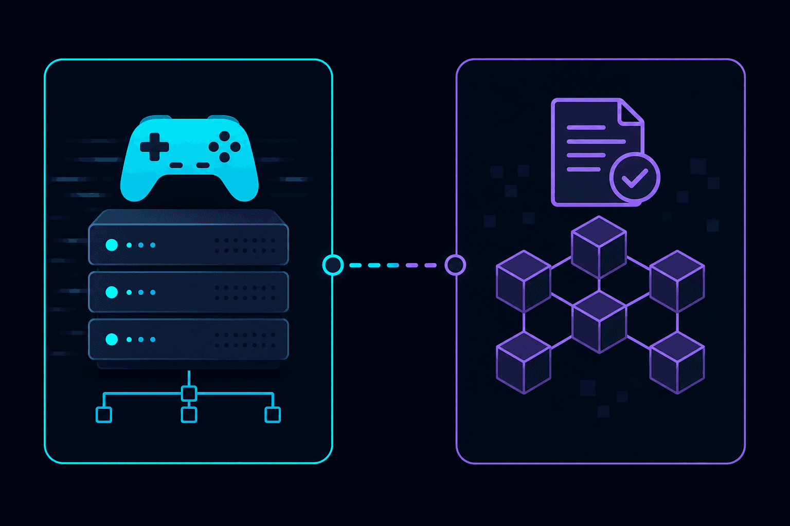 Hybrid Web3 game: off-chain gameplay servers and on-chain smart contracts for assets