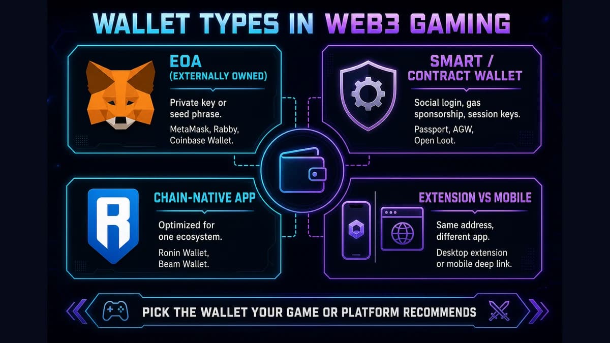 Wallet types in Web3 gaming — EOA, smart wallet, and embedded onboarding