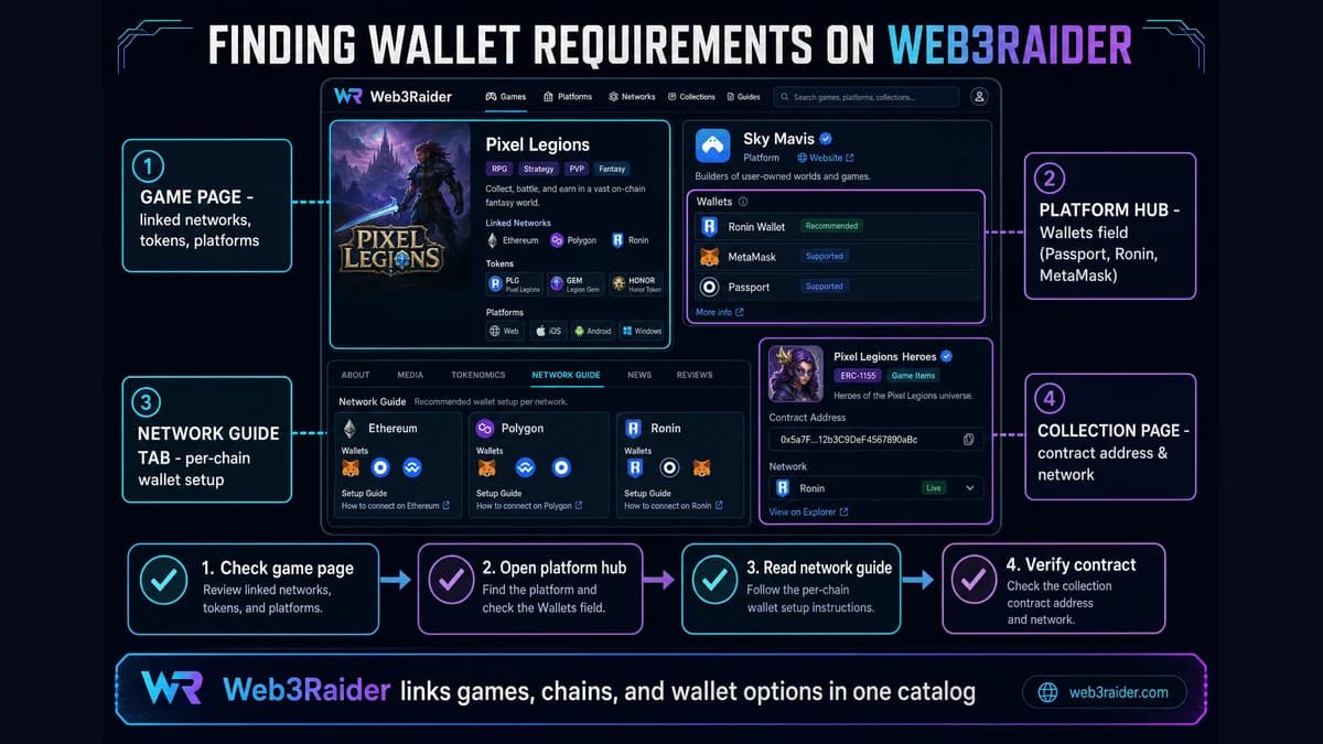 Web3Raider catalog — finding wallet and network requirements for games