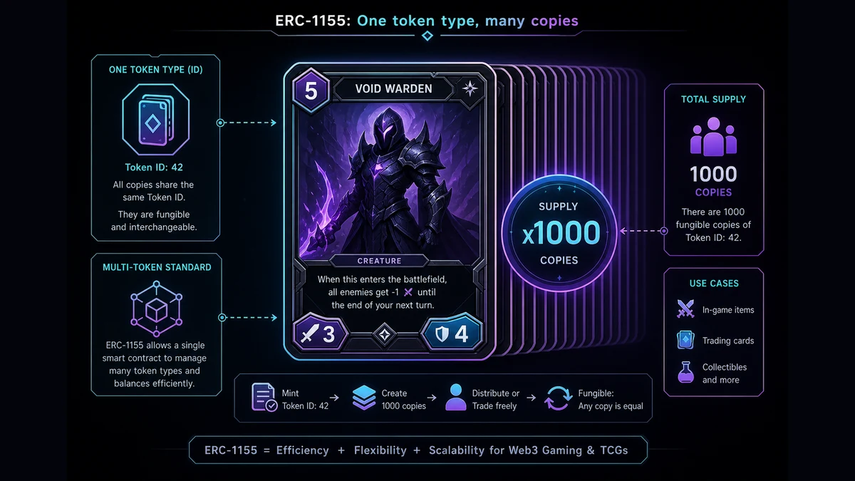 ERC-1155 example: one token ID with multiple copies (supply greater than one)