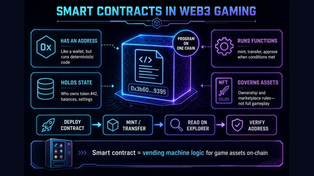 Smart contracts in Web3 gaming — program on blockchain powering game assets